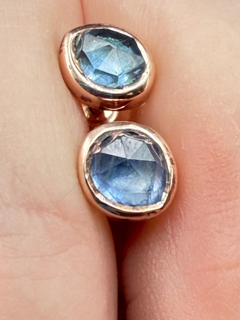 MONICA VINADER 18K Rose Gold Vermeil and Blue Stone Stud Earrings
